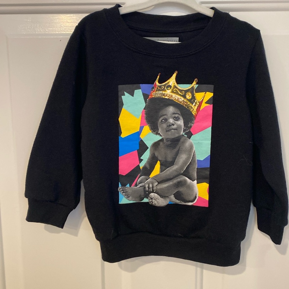 The Notorious B.I.G. Toddler Black Fleece Sweatshirt. Unisex Size 2